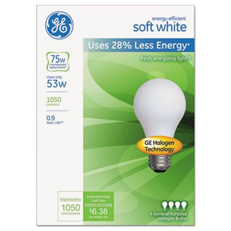 GE General Electric 66248 53 Watt Energy Efficient A19 Bulb - Soft White 66248